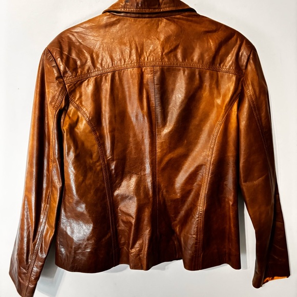 Vintage 1970’s Poppy’s Argetina Brown Rusty Colored Leather Jacket Sz Medium - Picture 9 of 15